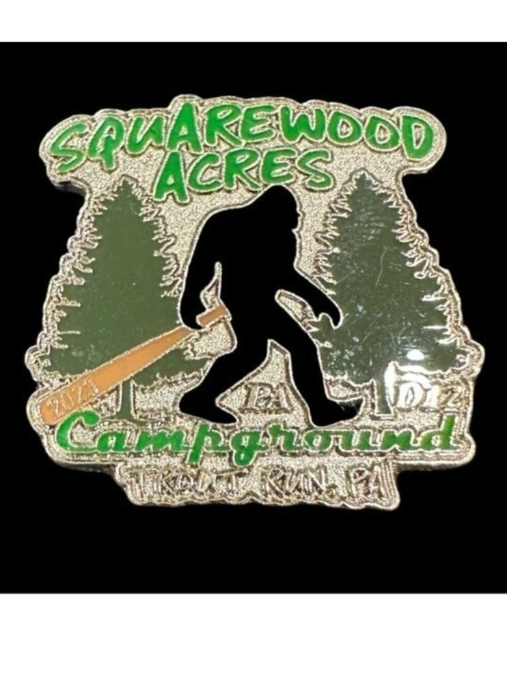 Squarewood Acres Campground Bigfoot Pin Enamel & Metal Souvenir Collectors Item